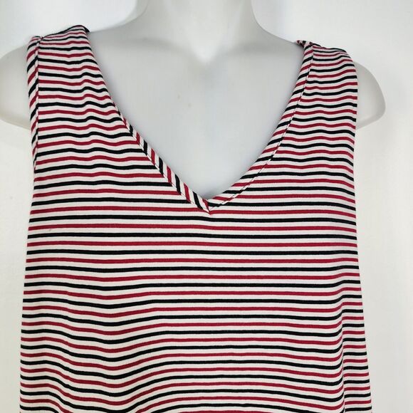 Susan Graver Top Womens Large Striped Stretch Cotton Modal Reversible Sleeveless - Picture 3 of 9